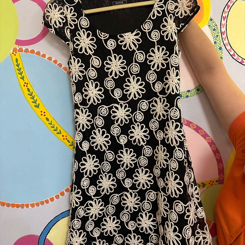 Chic Black and White Floral Dress